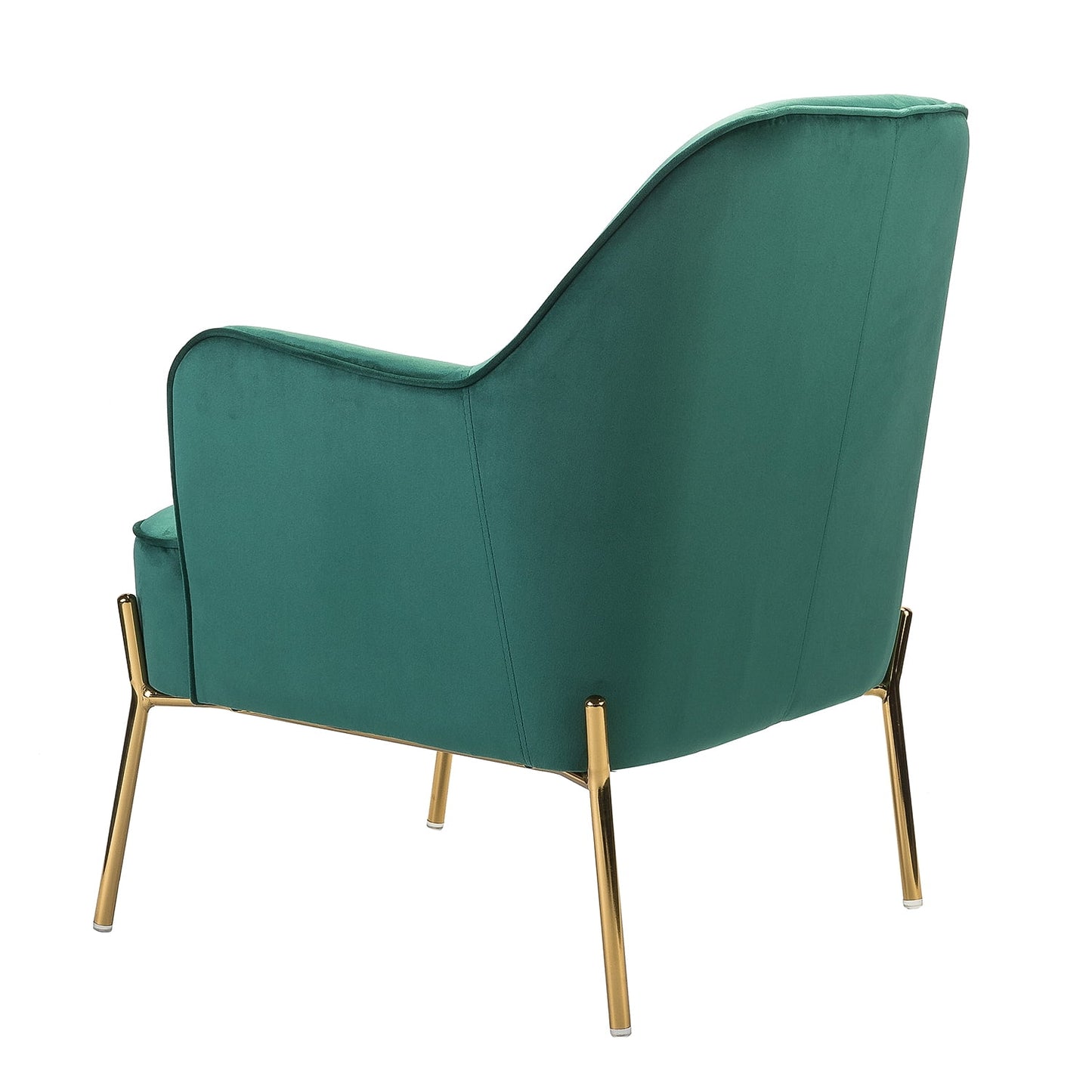 Velvet Upholstered Accent Chairs Set of 2 Metal Legs Curved Backrest Armchairs Bedroom Adult Green