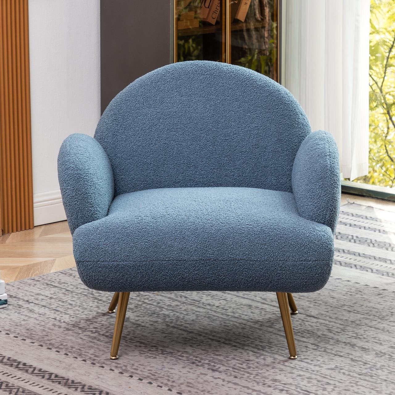 XINMICS Blue Accent Chair, Modern Upholstered Reading Chair for Living Room