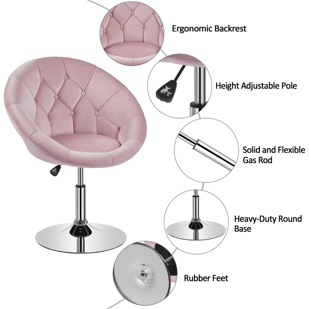 Alden Design Modern Tufted Adjustable Barrel Swivel Accent Chair, Pink Velvet