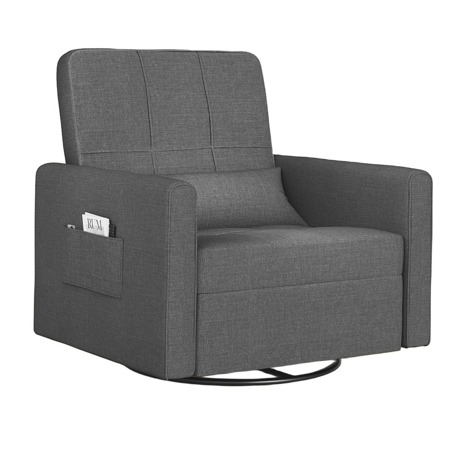 Accent Chair Clearance, Swivel Rocking Chair Nursery, Ergonomic Recliner Chair for Living Room, Bedroom Chair, Dark Gray
