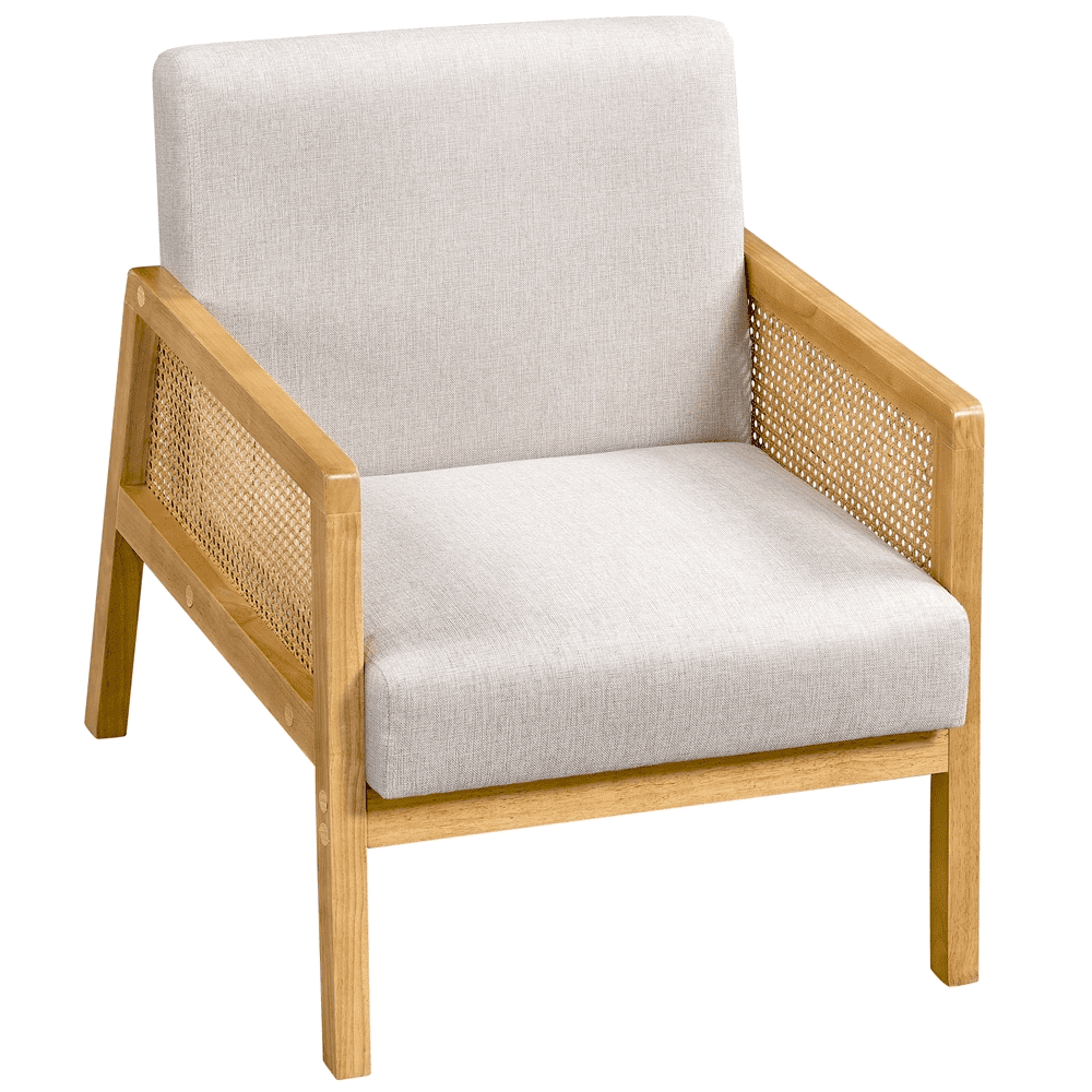 Yaheetech Fabric Upholstered Accent Chair for Living Rooms, all Ages, Beige