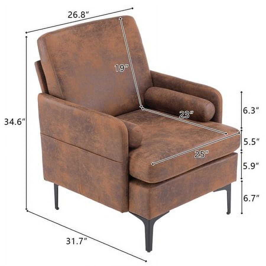 VINGLI Extra Wide Deep Accent Chair, Rustic Mid Century Chair Reading Chair Sofa Chair with Side Pocket for Living Room/Bedroom