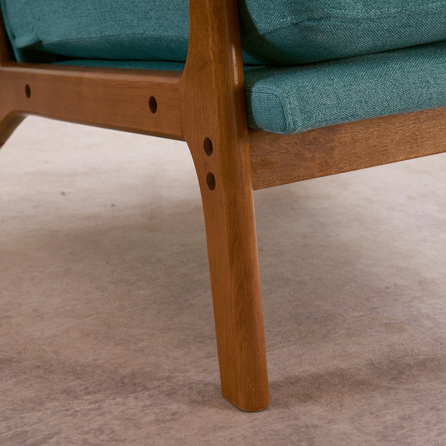 Accent Chair with Cushion, Mid-Century Modern High Back Reading Armchair with Wood Armrest, Upholstered Linen Lounge Chair Solid Wood Side Chair for Living Room Bedroom Apartment, Teal