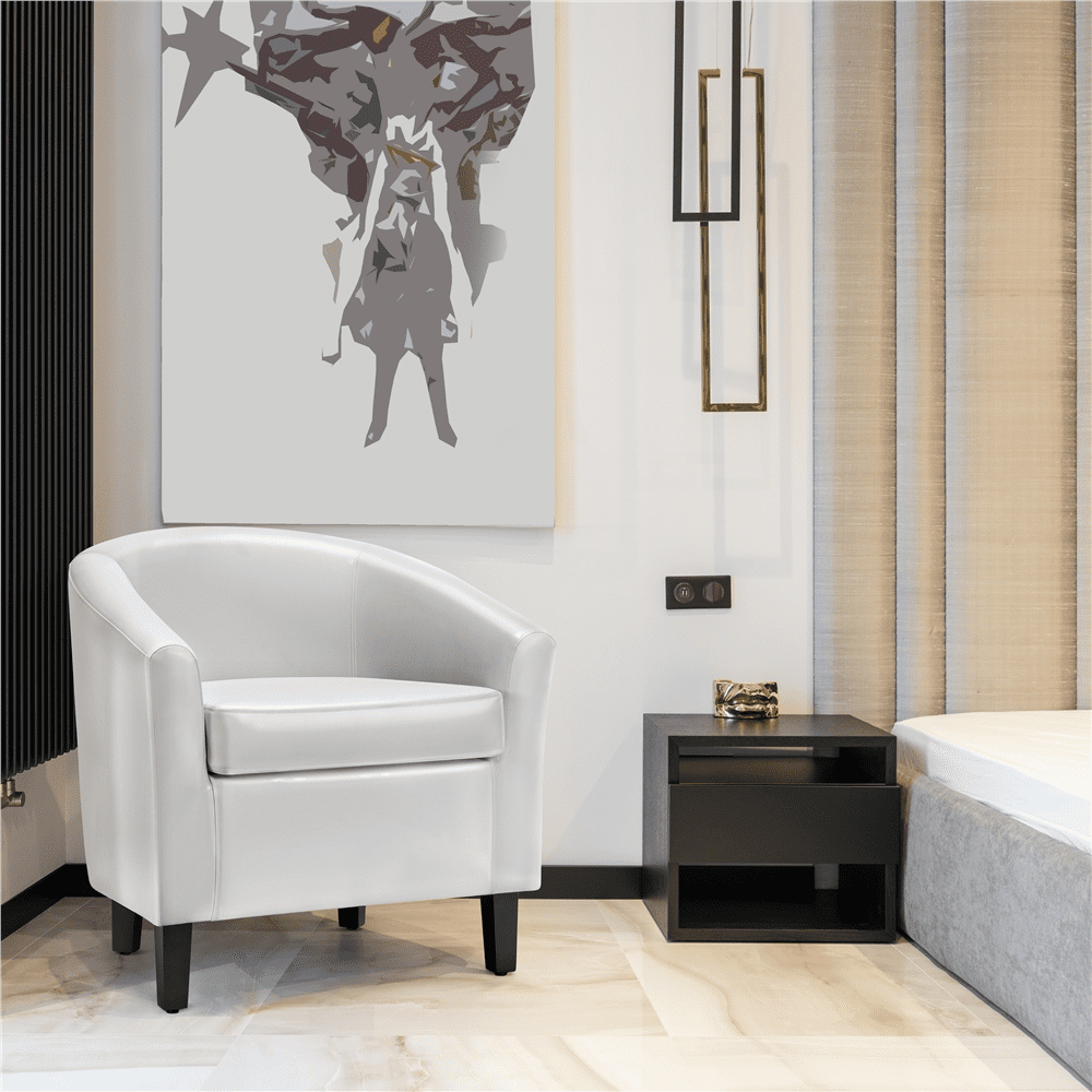 Yaheetech 2pcs Faux Leather Accent Arm Chair For Living Room, White