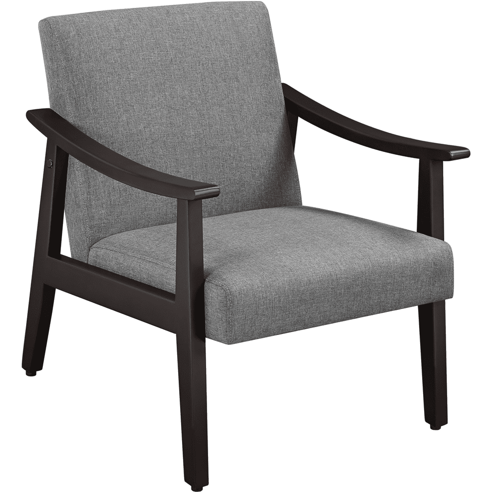 Alden Design Mid-Century Modern Accent Chair with Wooden Frame, Dark Gray Fabric
