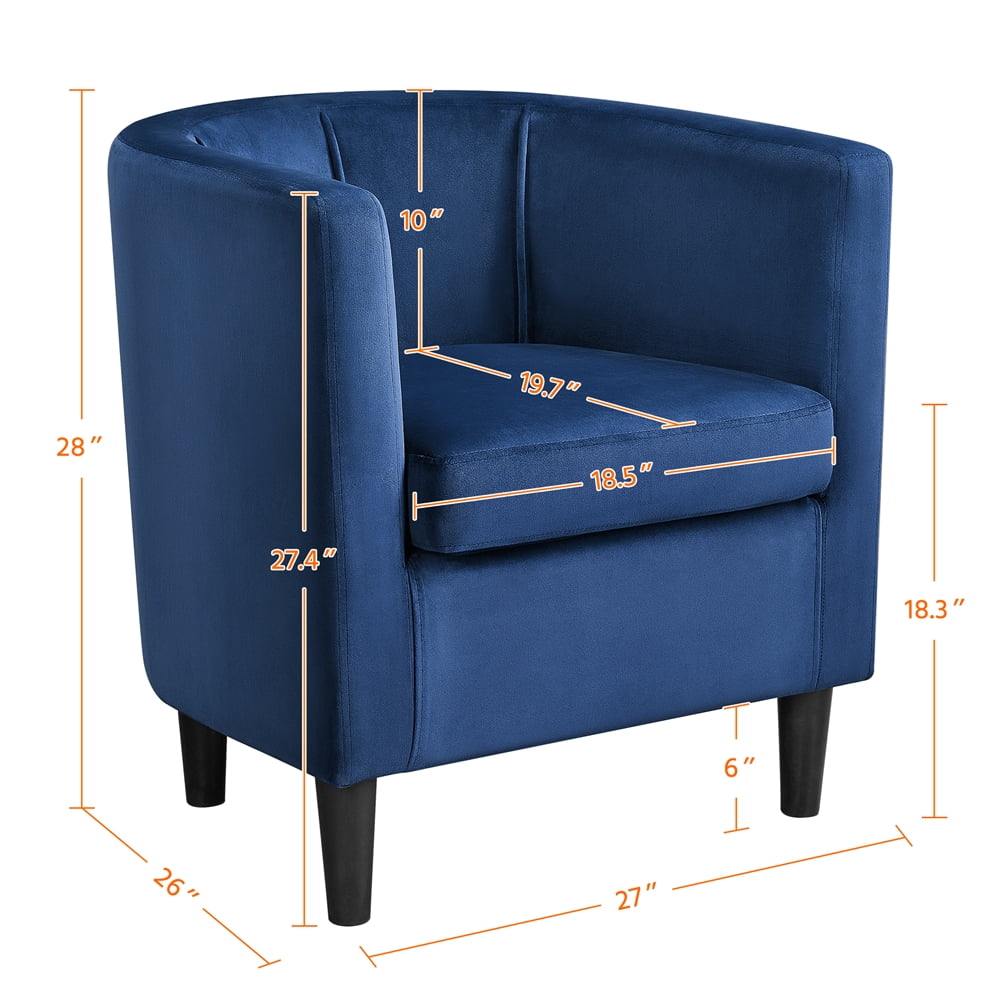 Alden Design Contemporary Barrel Accent Chair, Blue Velvet