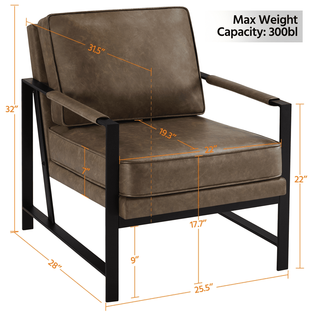Yaheetech Upholstered Faux Leather Accent Chair,Brown