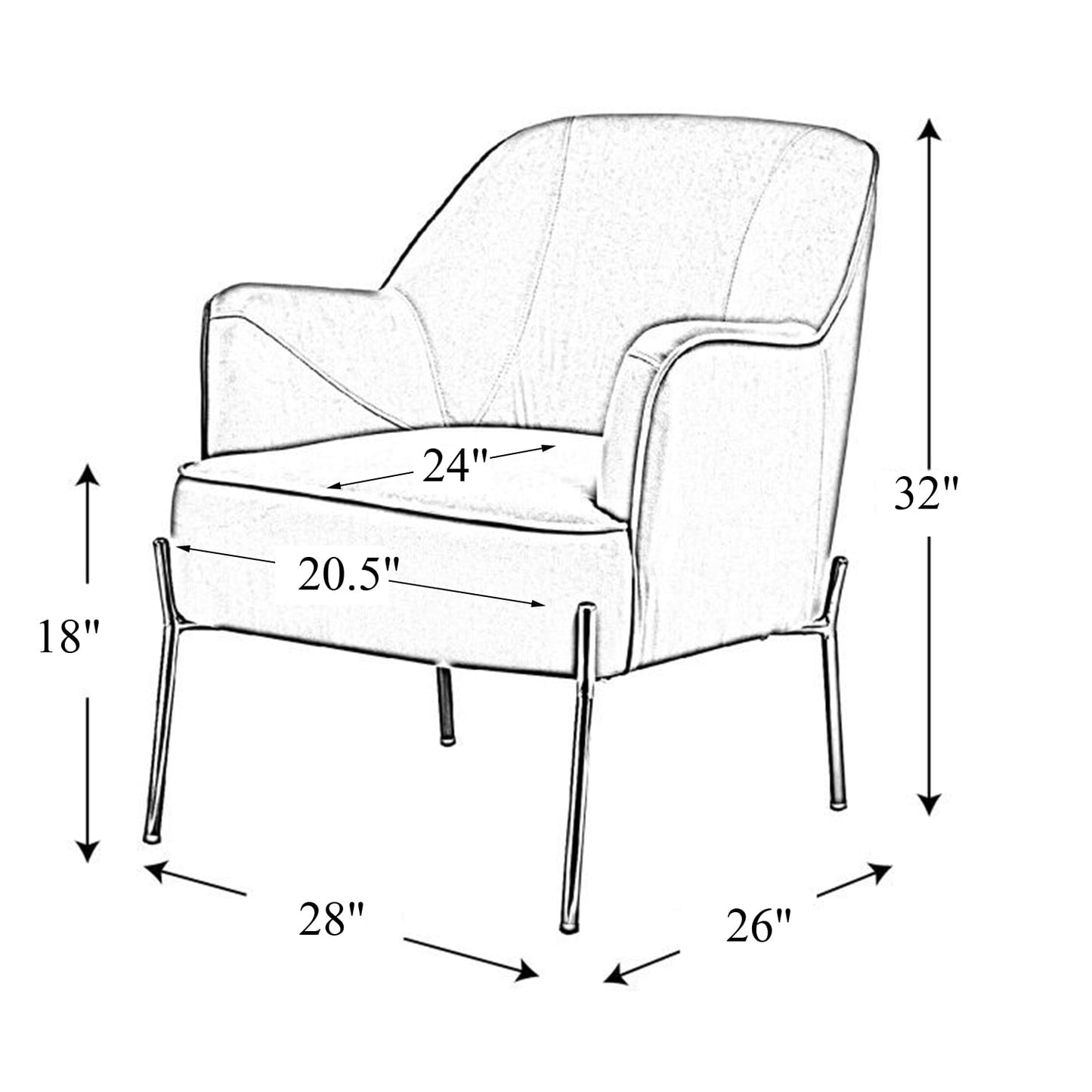 Velvet Upholstered Accent Chair Metal Legs Curved Backrest Lounge Home Armchair Bedroom Adult Green