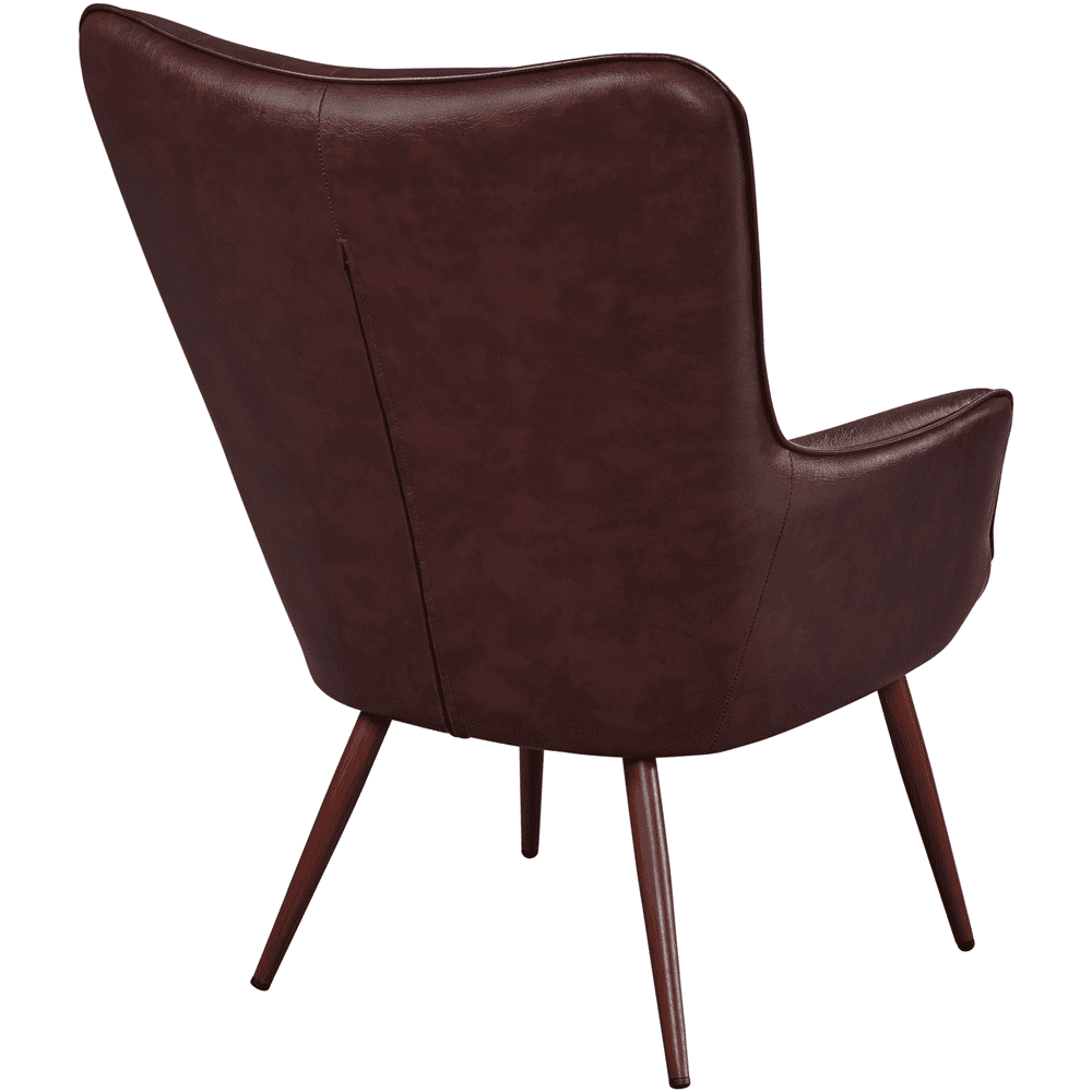 Alden Design Mid-Century Modern Faux Leather Wingback Accent Chair, Chestnut Brown