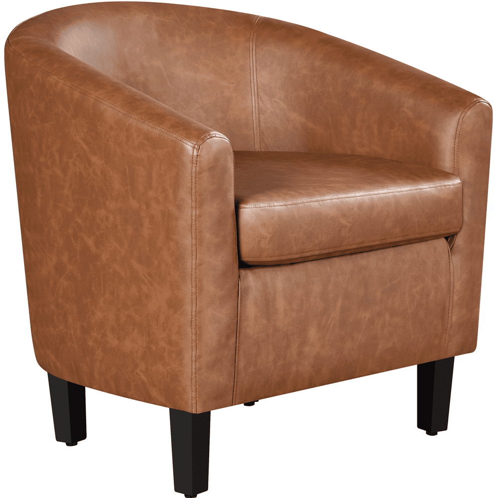 Yaheetech Faux Leather Accent Chair for Living Room, Brown