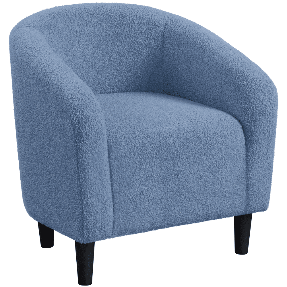 Yaheetech Set of 2 Upholstered Boucle Club Chair Accent Barrel Chair,Blue