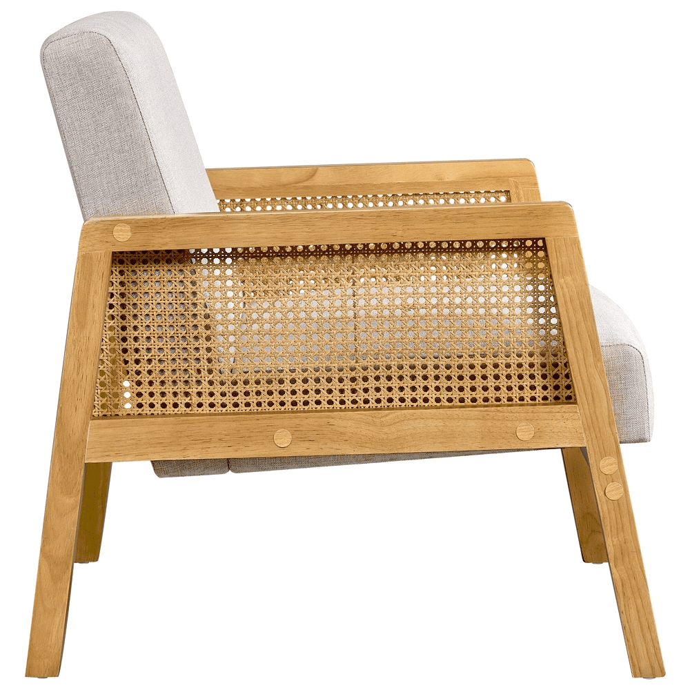 Yaheetech Fabric Upholstered Accent Chair for Living Rooms, all Ages, Beige