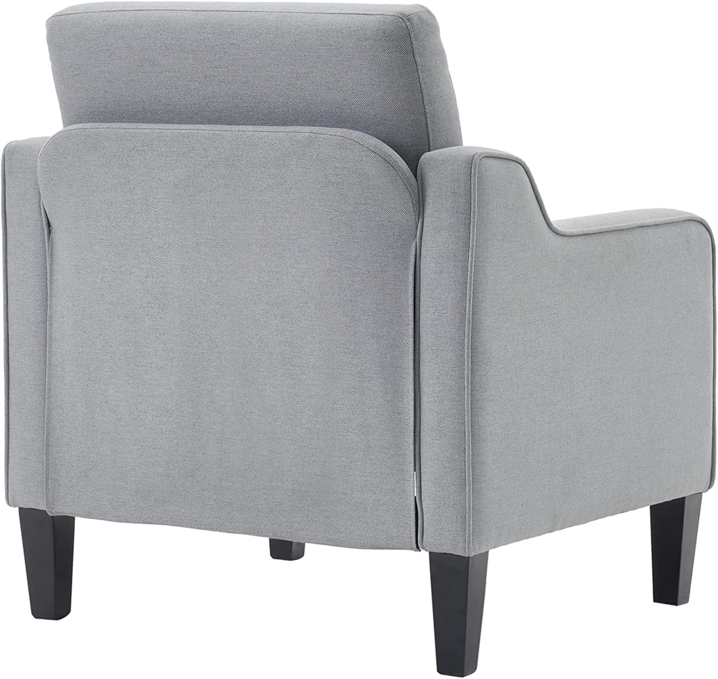 VINGLI Mid Century Modern Accent Chair,Light Grey Fabric Chairs for Living Room Upholstered Armchair with Scooped Arms for Bedroom,Apartment,Studio,Office,Waiting Room