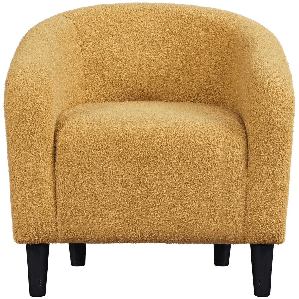 Yaheetech Upholstered Boucle Club Chair Accent Barrel Chair,Mustard Yellow