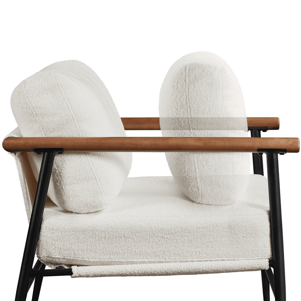 Yaheetech Mid-century Modern Upholstered Accent Chair, Ivory