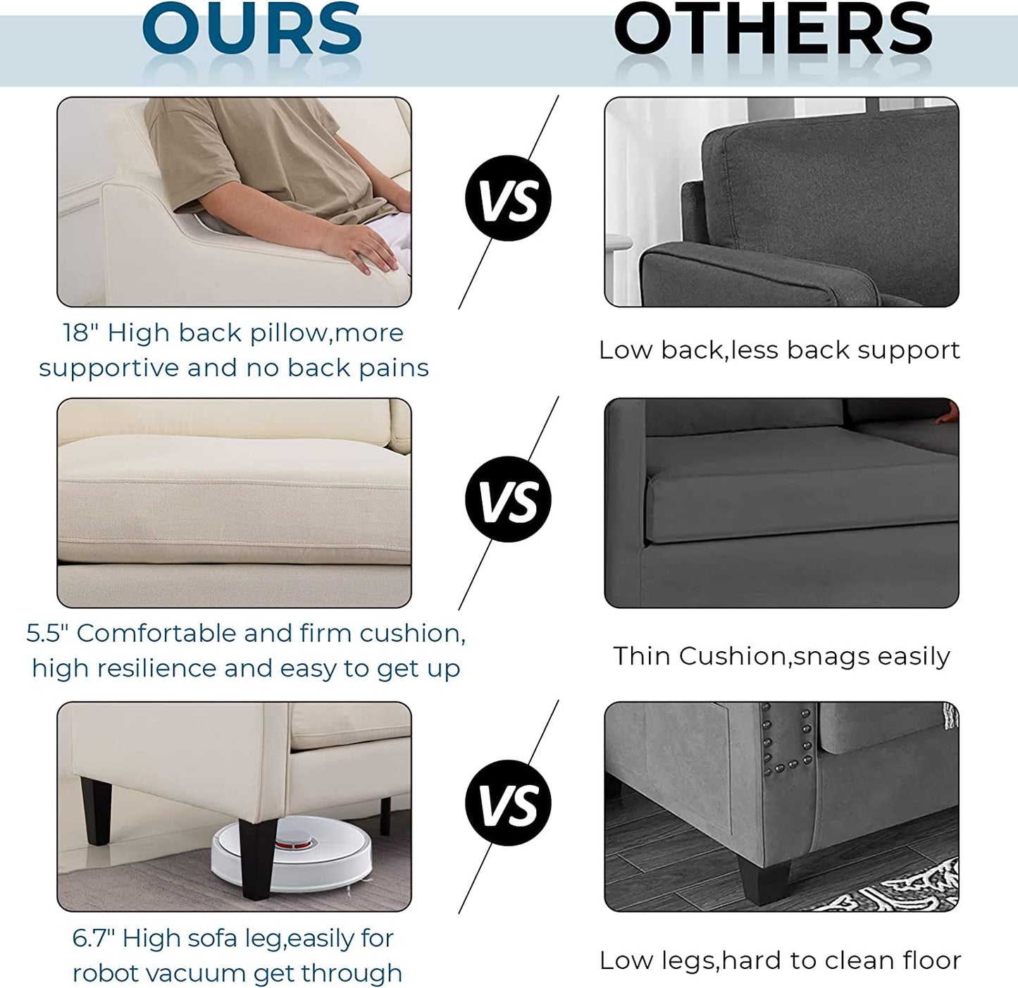 VINGLI Modern Accent Chairs Set of 2,Comfy Beige Armchair for Bedroom,Living Room Upholstered Sofa Chair Reading Chair for Small Spaces