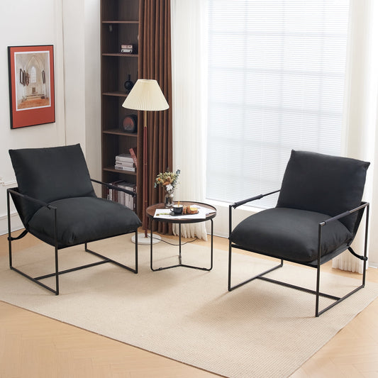 AUSTUFF Living Room Chairs Sling Accent Chair Set of 2, Black