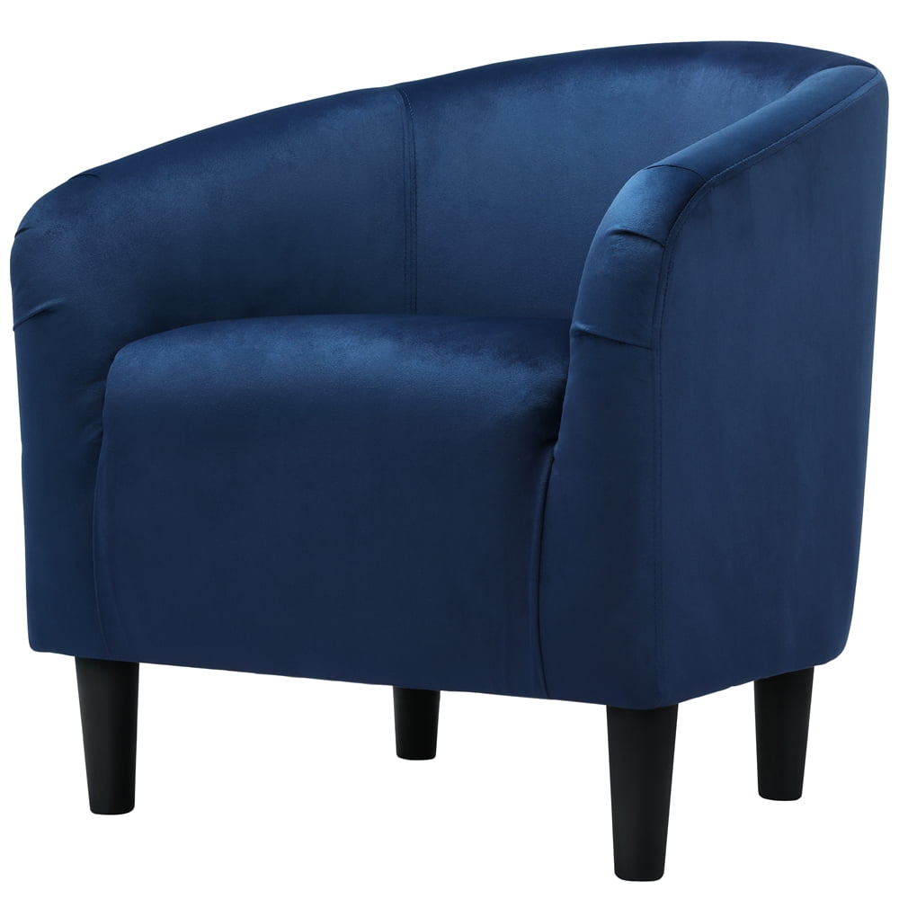 Alden Design Upholstered Barrel Accent Chair, Blue Velvet