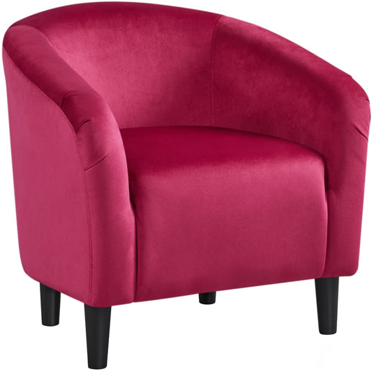 Alden Design Barrel Accent Chair, Rose Red Velvet