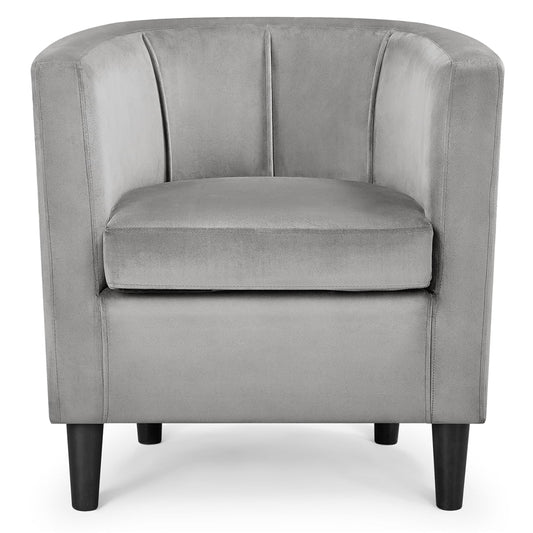 Alden Design Contemporary Barrel Accent Chair, Gray Velvet