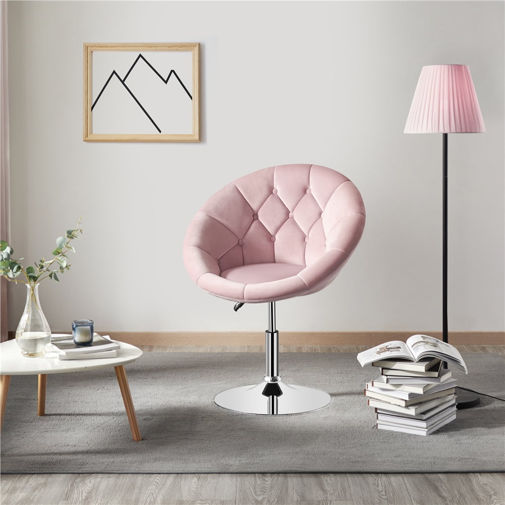 Alden Design Modern Tufted Adjustable Barrel Swivel Accent Chair, Pink Velvet