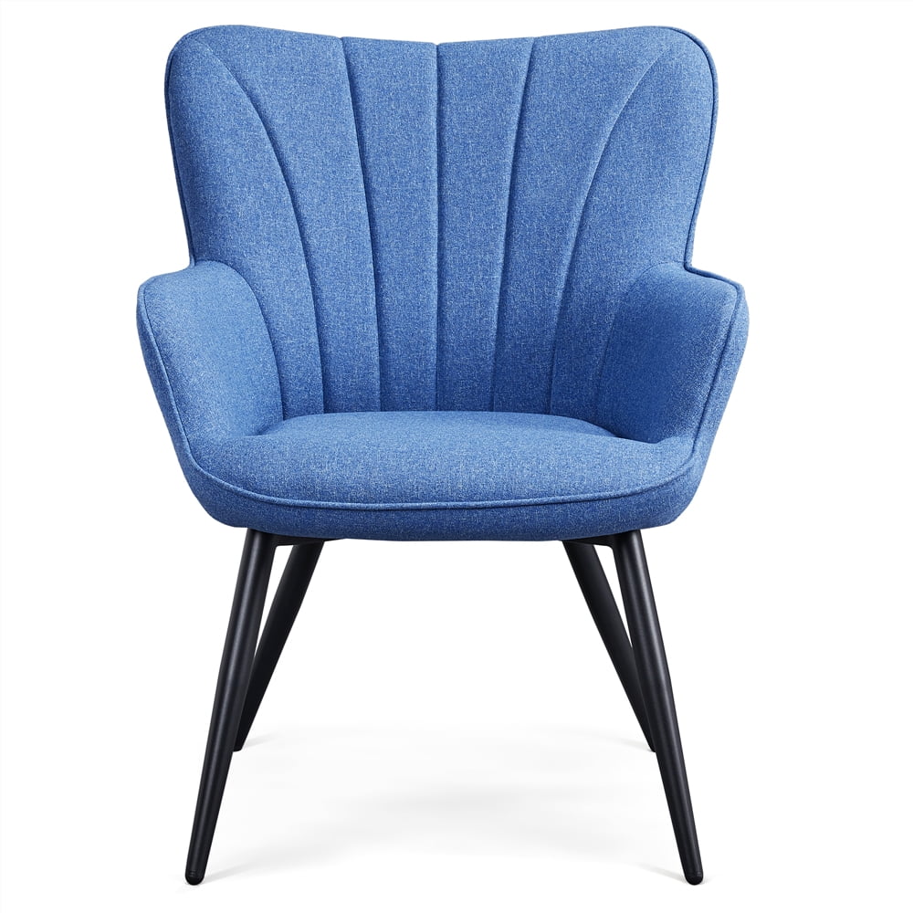 Alden Design Upholstered Fabric Modern Accent Chair, Blue