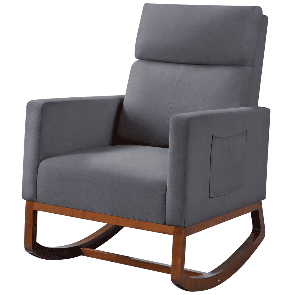 Alden Design Upholstered Rocking Accent Chair, Gray