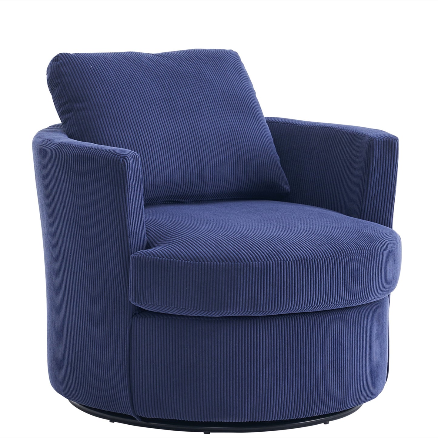 Aukfa 32in Swivel Accent Chair Barrel Chair with Pillow for Living Room Bedroom, Corduroy, Blue