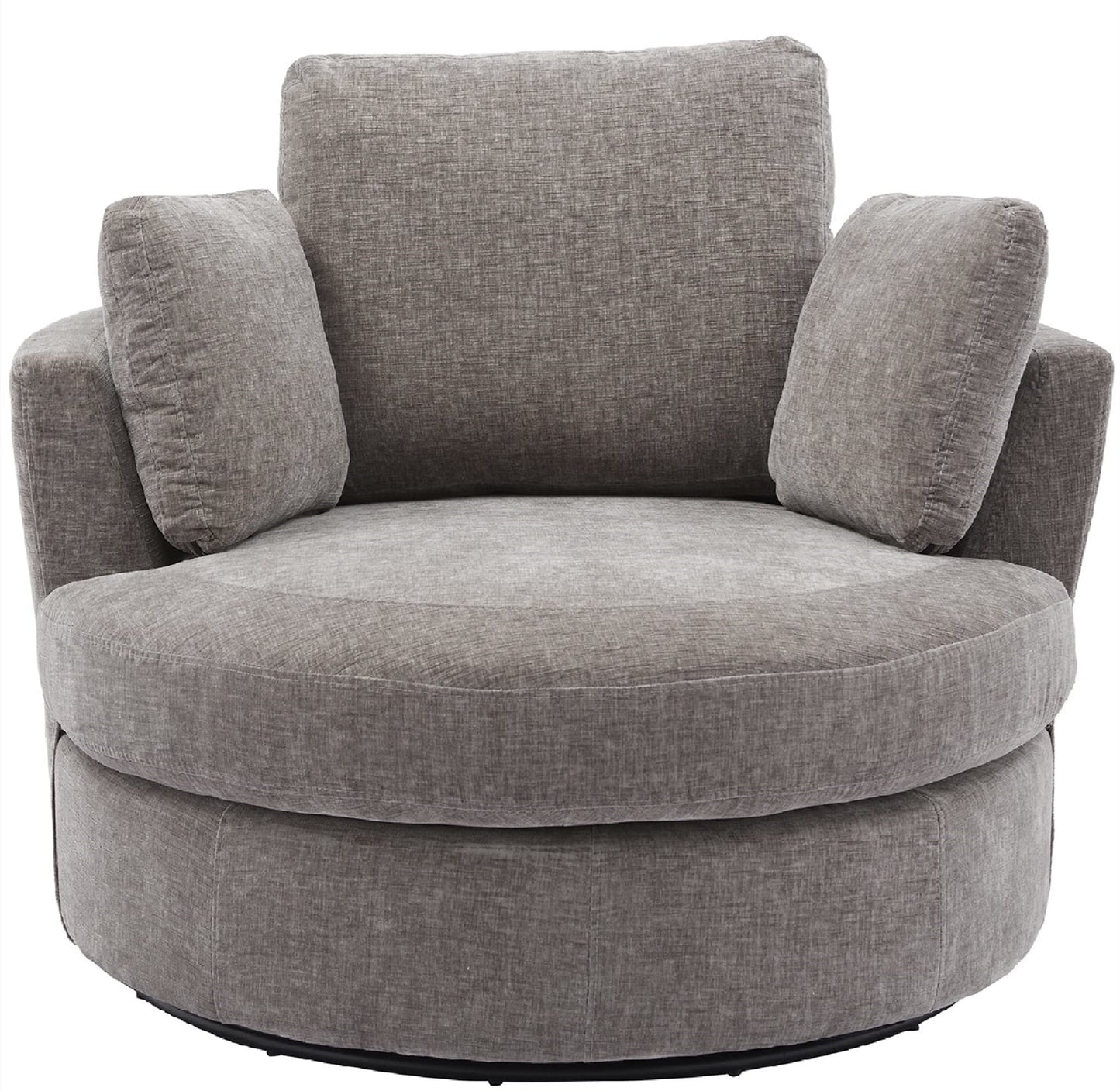 Aukfa 42in Oversized Swivel Accent Chair Barrel Chair w/ 3 Pillows for Living Room, Chenille, Gray