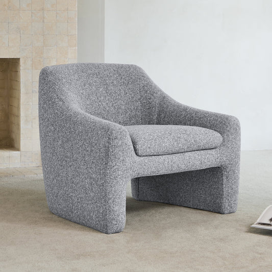 Architecturally Inspired Comfy Modern Accent Arm Chair, Gray Upholstered Comfortable for Home