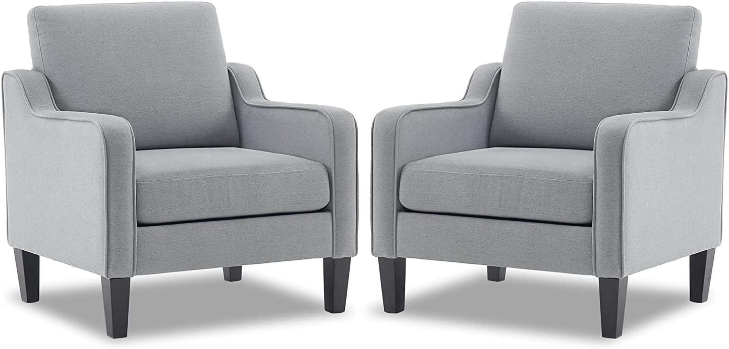 VINGLI Set of 2 Modern Comfy Grey Accent Arm Chairs for Bedroom/Living Room, Small Spaces