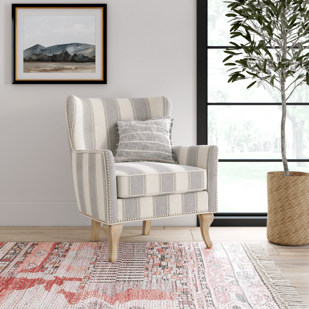 Woven Paths Accent Chair, Gray Stripe
