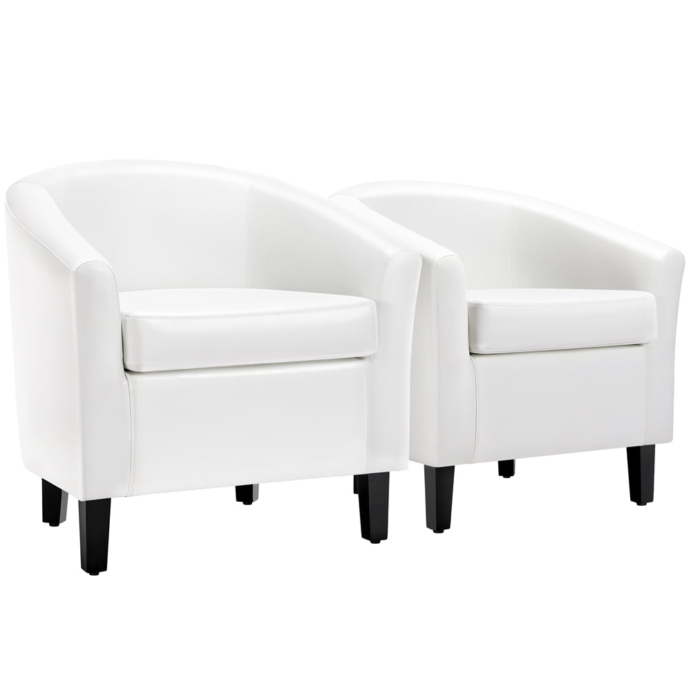 Yaheetech 2pcs Faux Leather Accent Arm Chair For Living Room, White