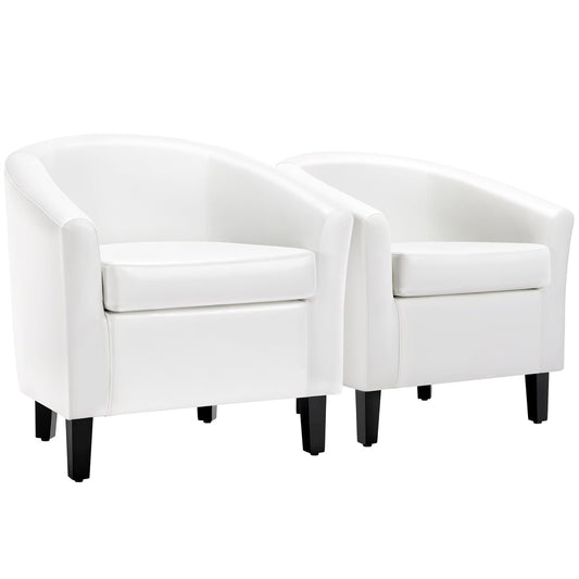 Yaheetech 2pcs Faux Leather Accent Arm Chair For Living Room, White