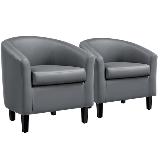 Yaheetech Contemporary Faux Leather Accent Chair For Living Room,Set of 2, Gray