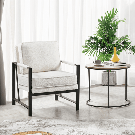 Yaheetech Fabric Accent Chair for Living room, Ivory