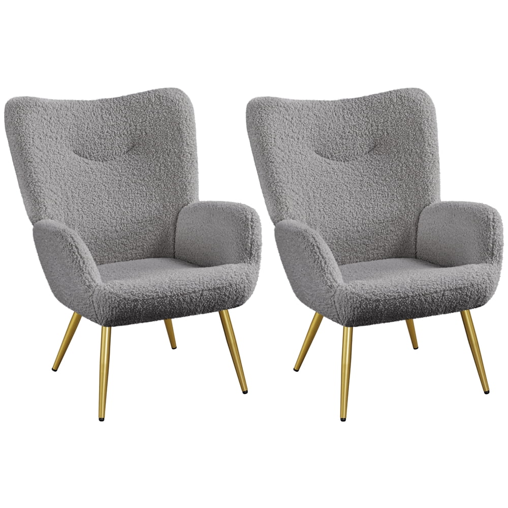 Yaheetech Set of 2 Modern Boucle Fabric Accent Chair, Gray