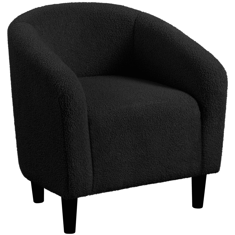 Yaheetech Upholstered Boucle Club Chair Accent Barrel Chair,Black