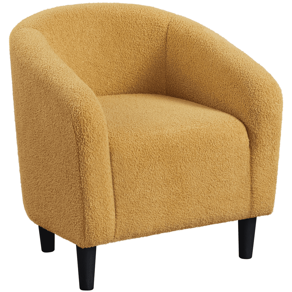 Yaheetech Upholstered Boucle Club Chair Accent Barrel Chair,Mustard Yellow
