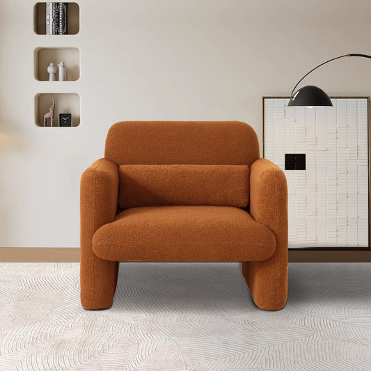 YoudaoModern Upholstered Accent Chair Armchair with Pillow, Fabric Reading Living Room Side Chair, Single Sofa with Lounge Seat for Living Room Bedroom Office, Brown