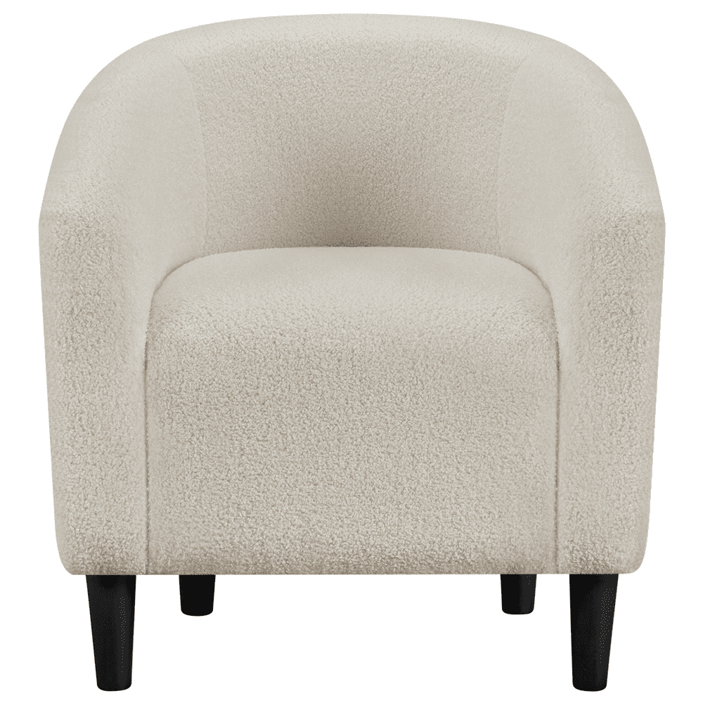 Yaheetech Upholstered Club Chair Accent Barrel Chair, Ivory