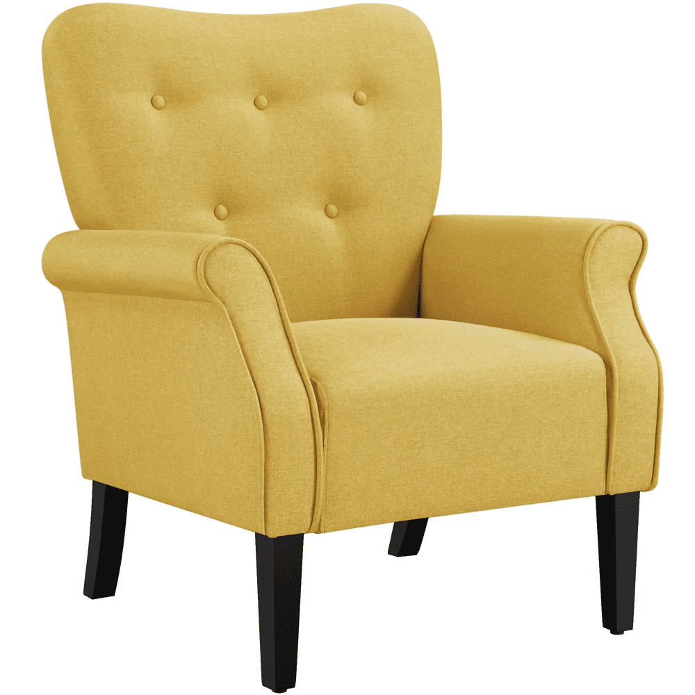 Yaheetech Modern Upholstered Accent Chair with Wooden Leg, Set of 2, All Ages, Yellow