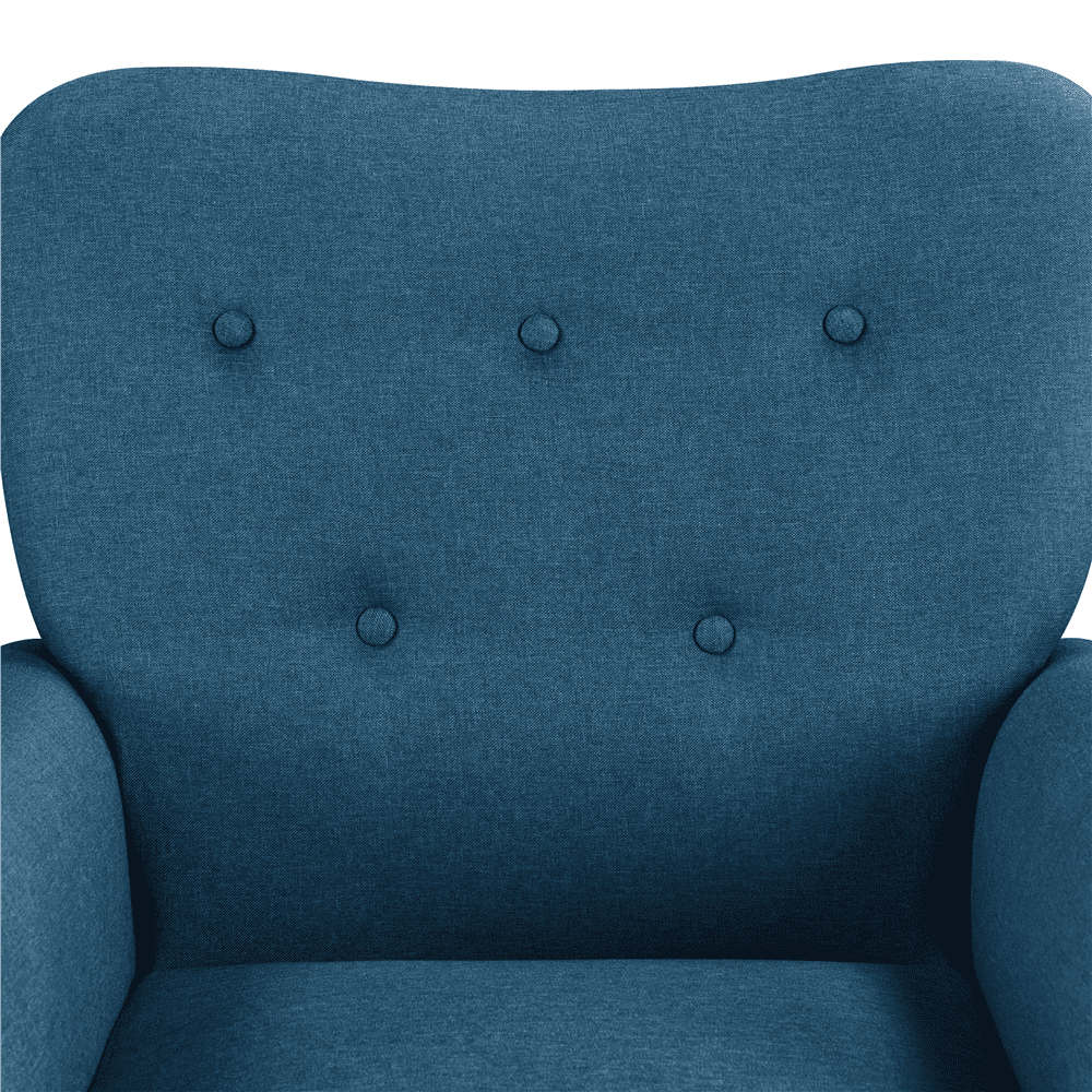 Yaheetech Modern Upholstered Accent Chair with Wooden Leg for Living Room, Navy Blue