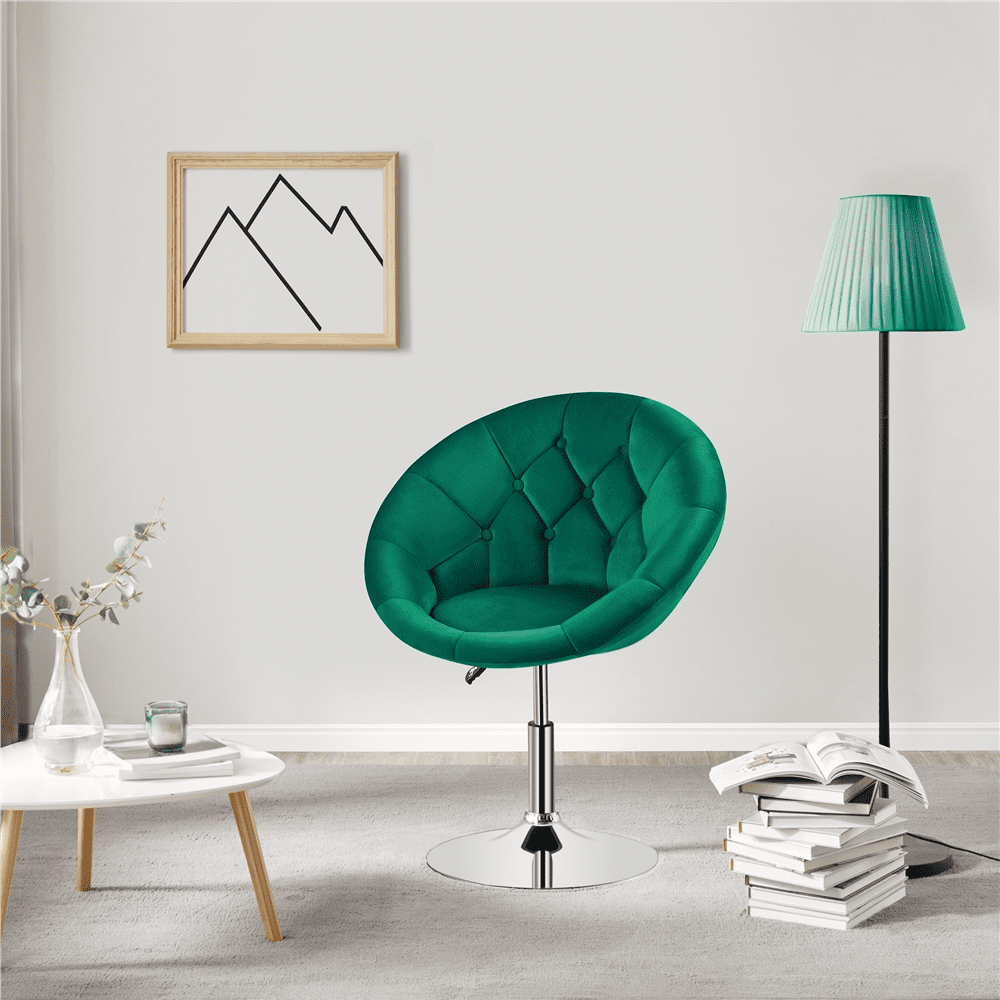Alden Design Modern Tufted Adjustable Barrel Swivel Accent Chair, Green Velvet