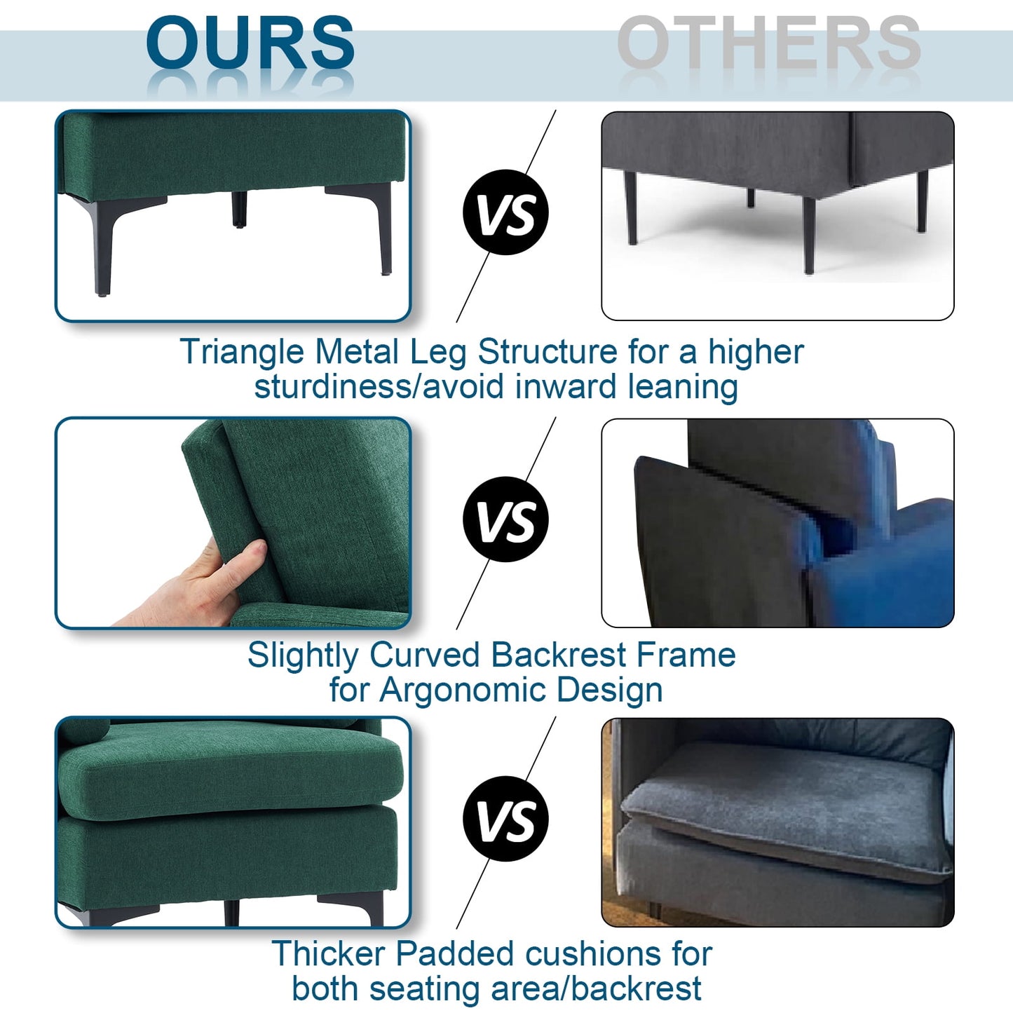 VINGLI Extra Wide Deep Accent Chair, Emerald Green Mid Century Chair Reading Chair Sofa Chair with Side Pocket for Living Room