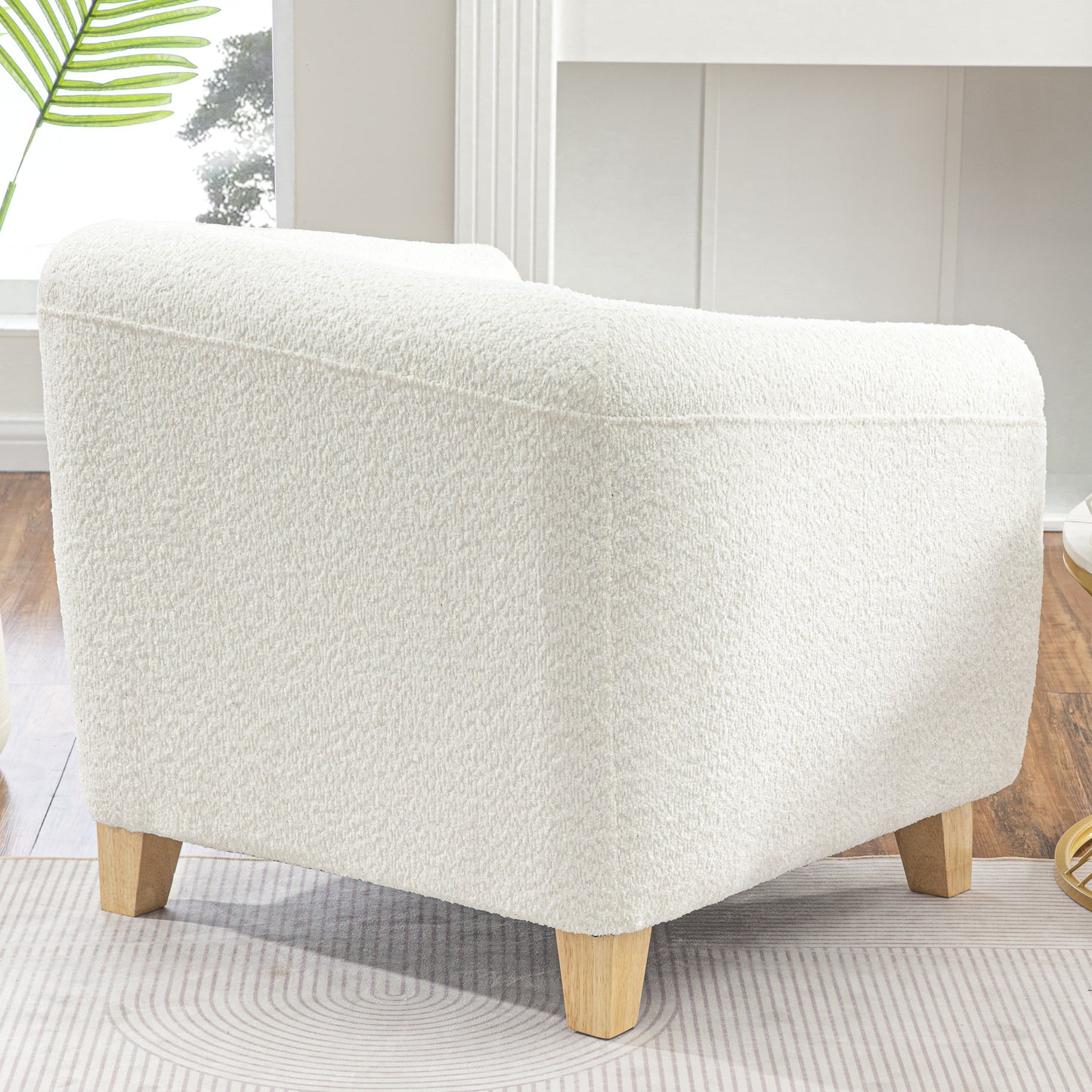 Accent Chair,Fabric Upholstered Comfy Reading Armchair for Living Room,Bedroom Single Seat Sofa Chair with Wood Base,BEIGE