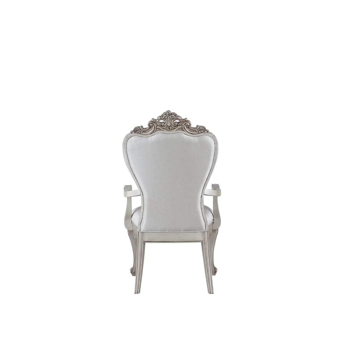 Wooden Arm Chairs with Button Tufting, Set of Two, Cream and White- Saltoro Sherpi