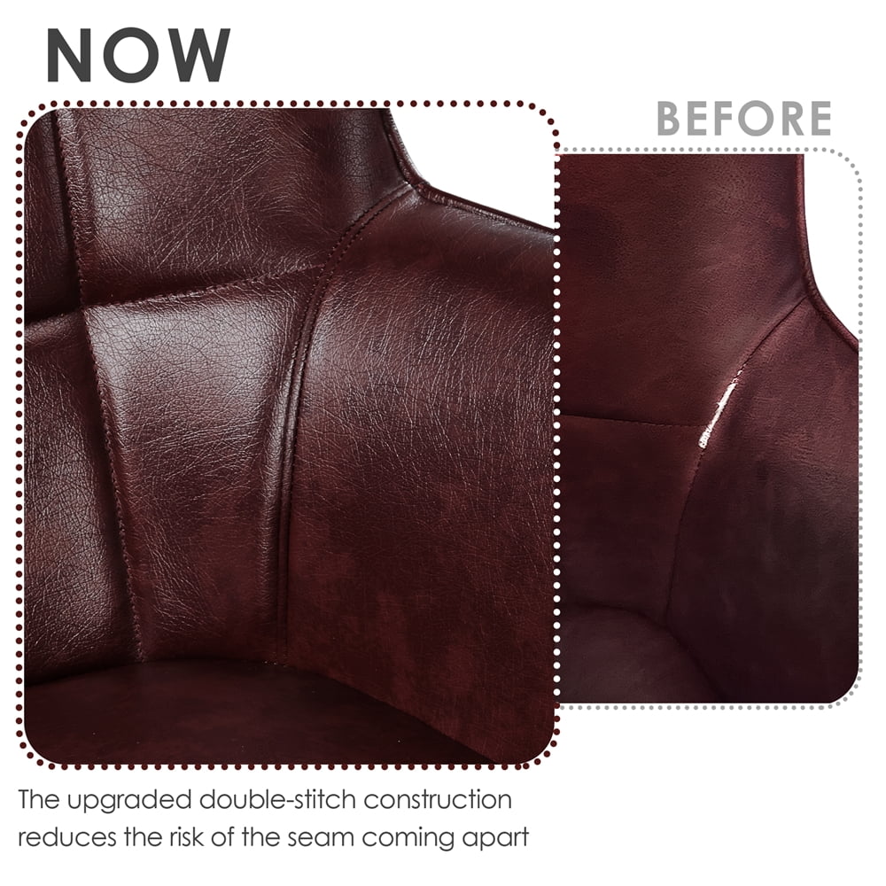 Alden Design 2PCS Modern Faux Leather Wingback Accent Armchair for Living Room, Chestnut Brown