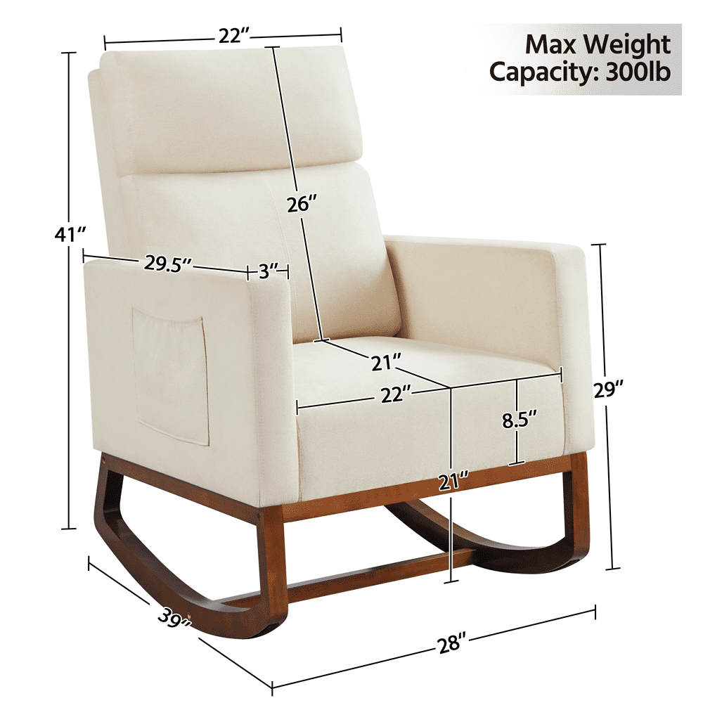 Alden Design Upholstered Rocking Accent Chair, Beige