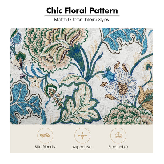 14 Karat Home Upholstered Wingback Armchair, Floral Sofa with Retro Fabric, Green